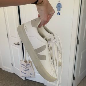 VEJA V-12 white and tan Campo Low-Top sneakers